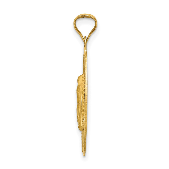 14K Yellow Gold D.C. Solid Our Lady Of Guadalupe Oval Pendant