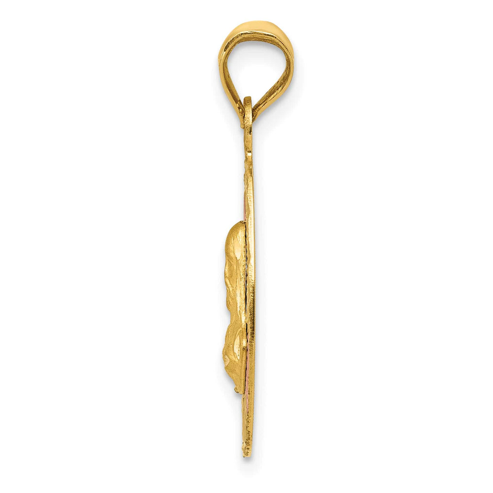 14K Yellow Gold D.C. Solid Sagrado Corazon de Jesus Oval Pendant