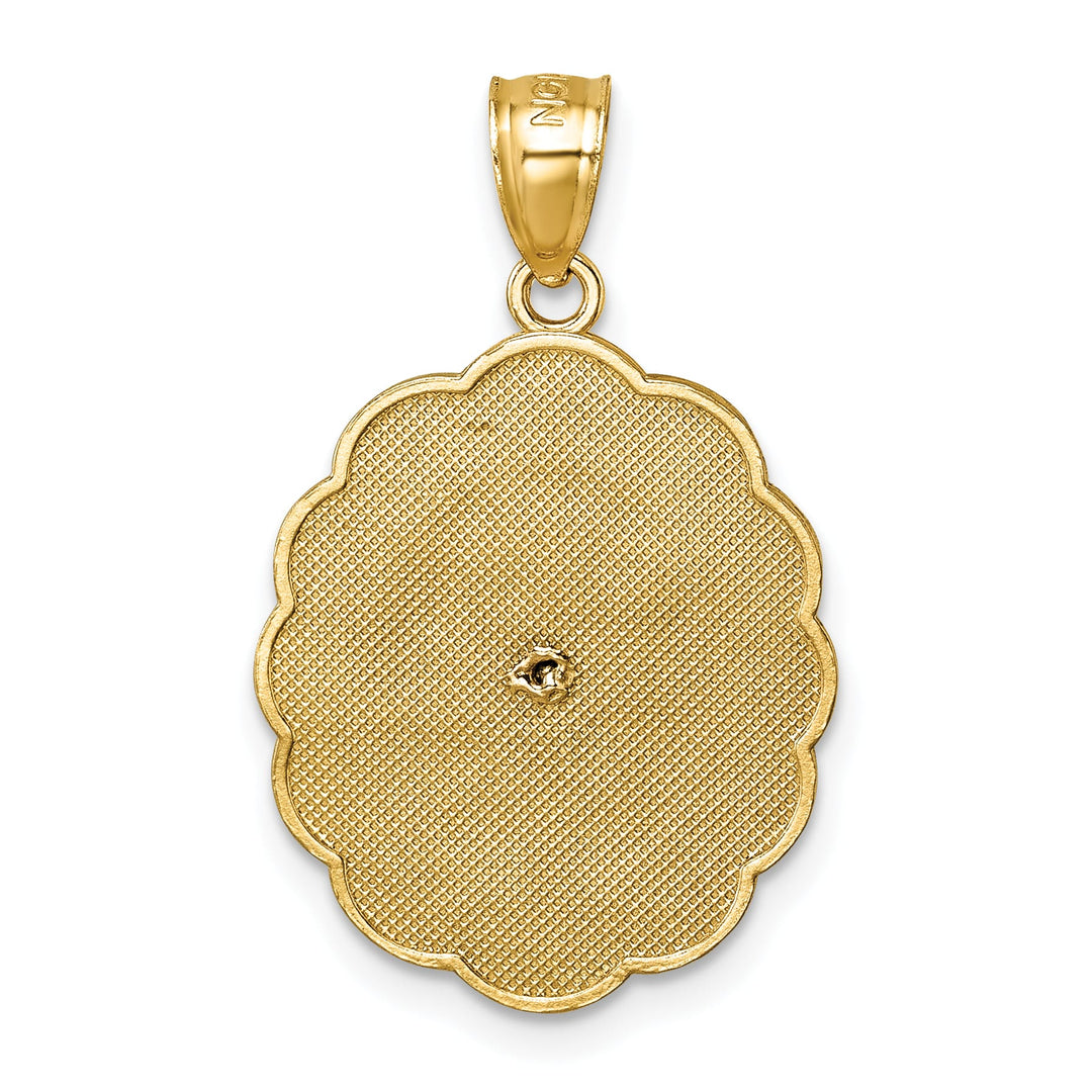 14K Yellow Gold D.C. Spanish Ntra. Sra. De Guadalupe Oval Pendant