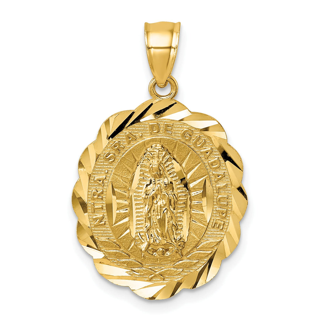 14K Yellow Gold D.C. Spanish Ntra. Sra. De Guadalupe Oval Pendant