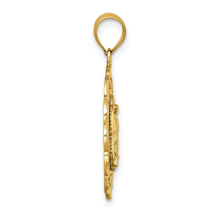 14K Yellow Gold D.C. Spanish Ntra. Sra. De Guadalupe Oval Pendant