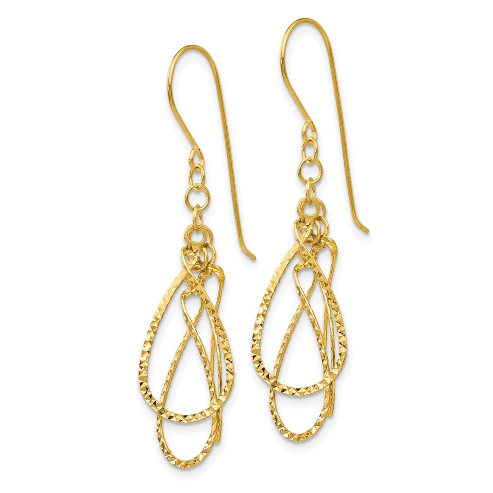 14K Yellow Gold D.C. Teardrops Dangle French Hook Earrings, view 2 of 4