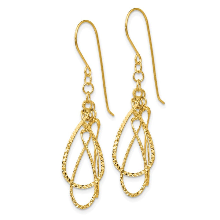 14K Yellow Gold D.C. Teardrops Dangle French Hook Earrings, view 2 of 4