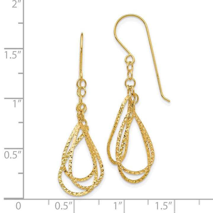 14K Yellow Gold D.C. Teardrops Dangle French Hook Earrings, view 4 of 4