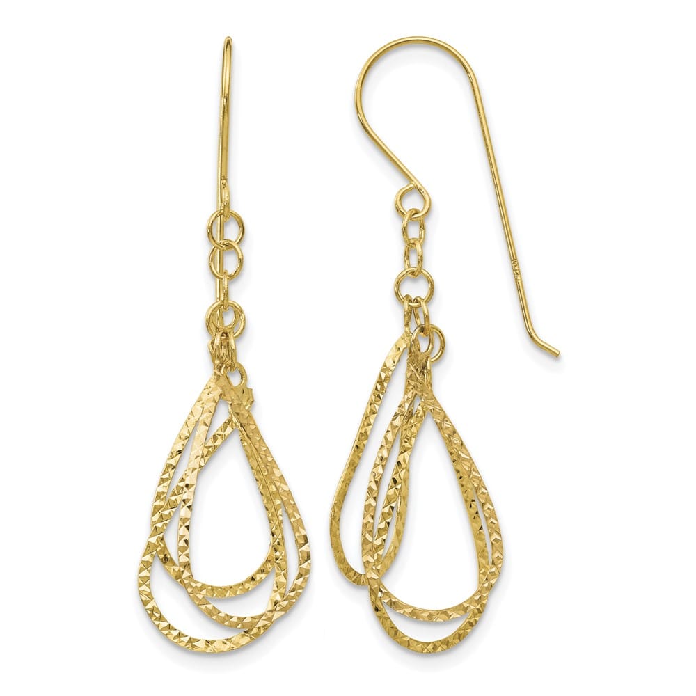 14K Yellow Gold D.C. Teardrops Dangle French Hook Earrings, view 1 of 4