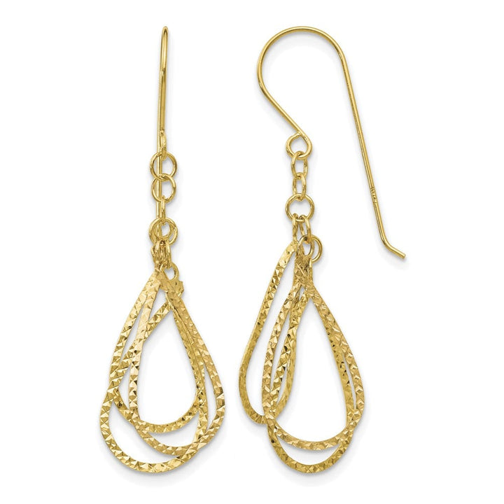 14K Yellow Gold D.C. Teardrops Dangle French Hook Earrings, view 1 of 4