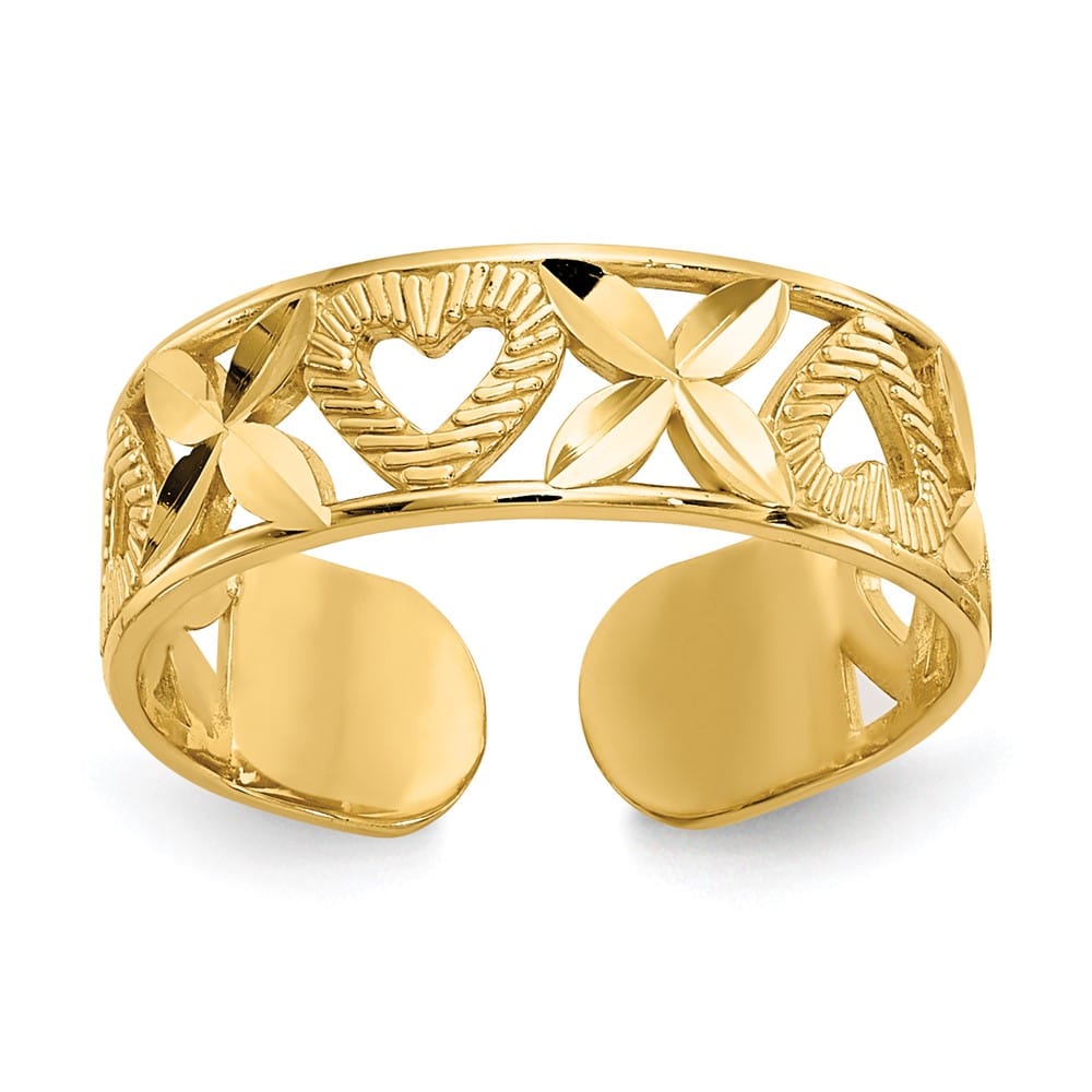 14k Yellow Gold D.C. X-and-Heart Toe Ring