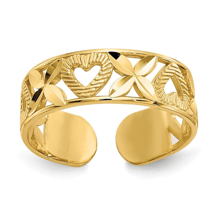 14k Yellow Gold D.C. X-and-Heart Toe Ring