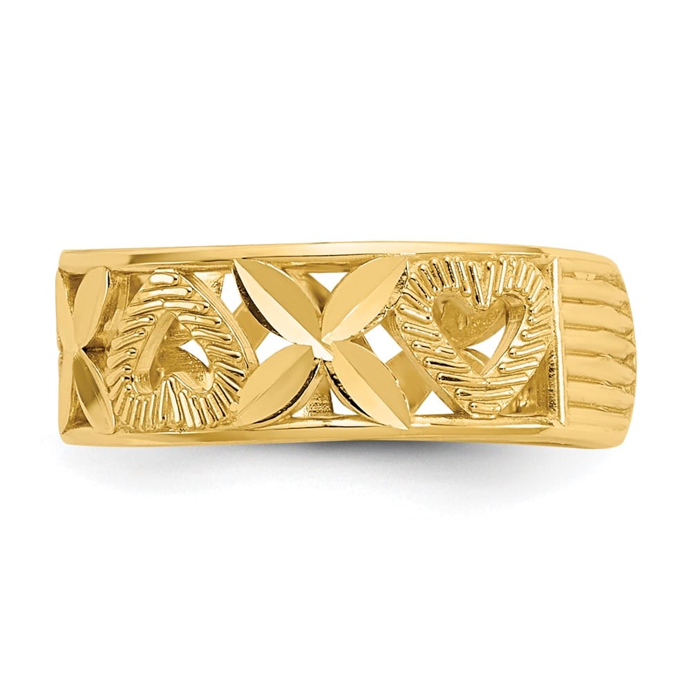14k Yellow Gold D.C. X-and-Heart Toe Ring