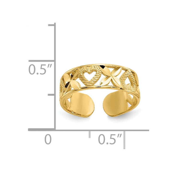 14k Yellow Gold D.C. X-and-Heart Toe Ring
