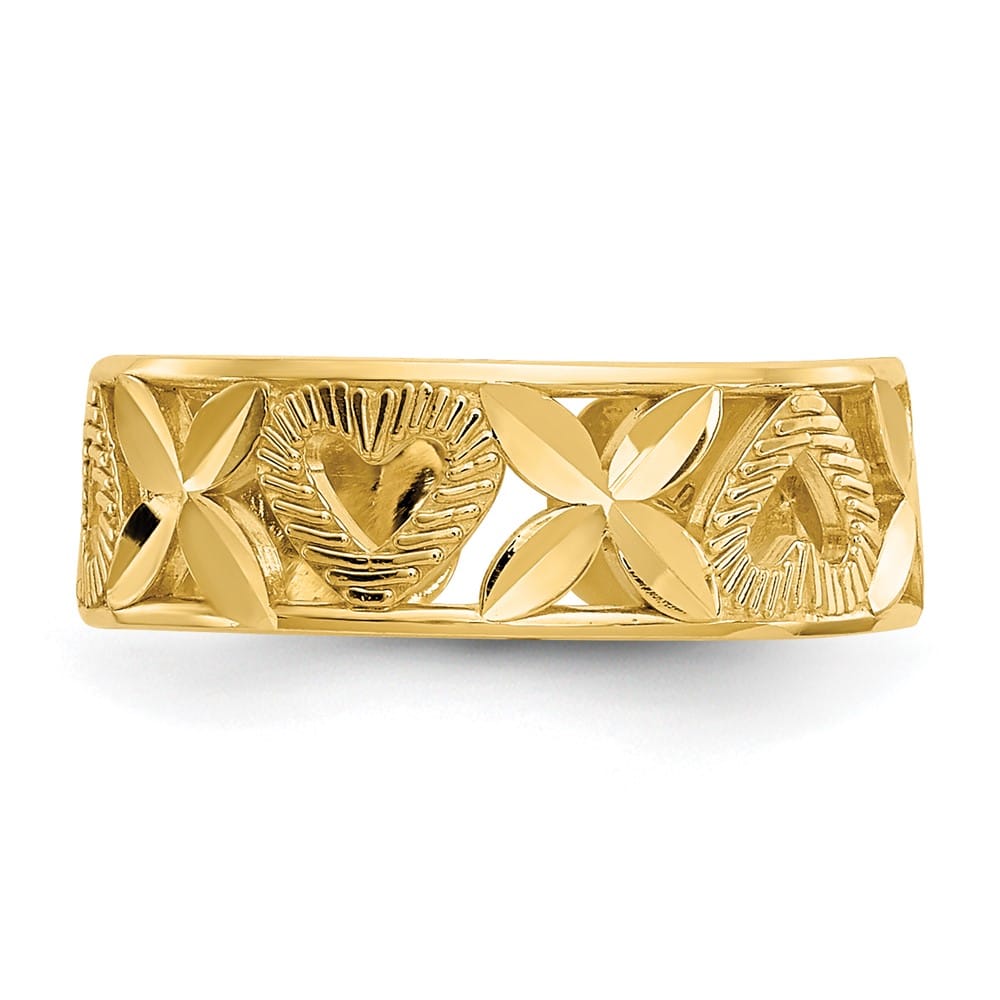 14k Yellow Gold D.C. X-and-Heart Toe Ring