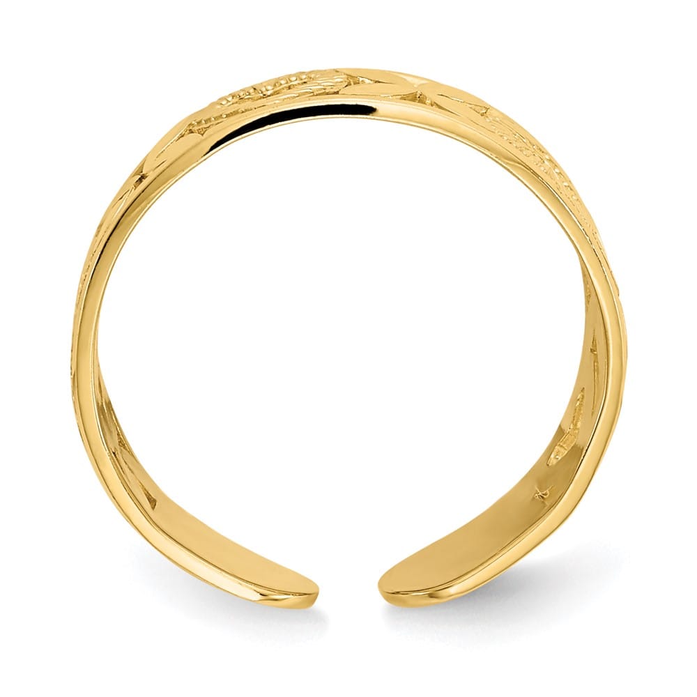 14k Yellow Gold D.C. X-and-Heart Toe Ring