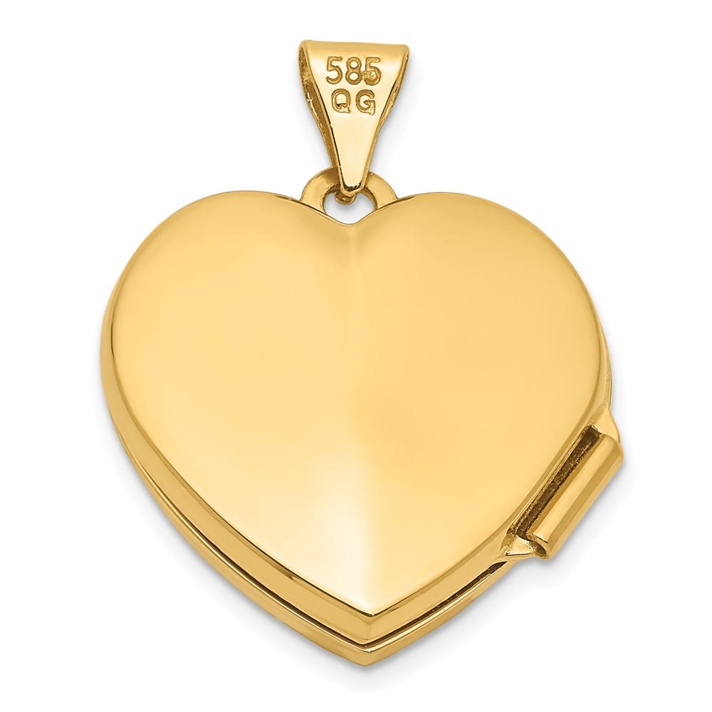 14K Yellow Gold DAUGHTER Script Floral 18mm Heart Locket