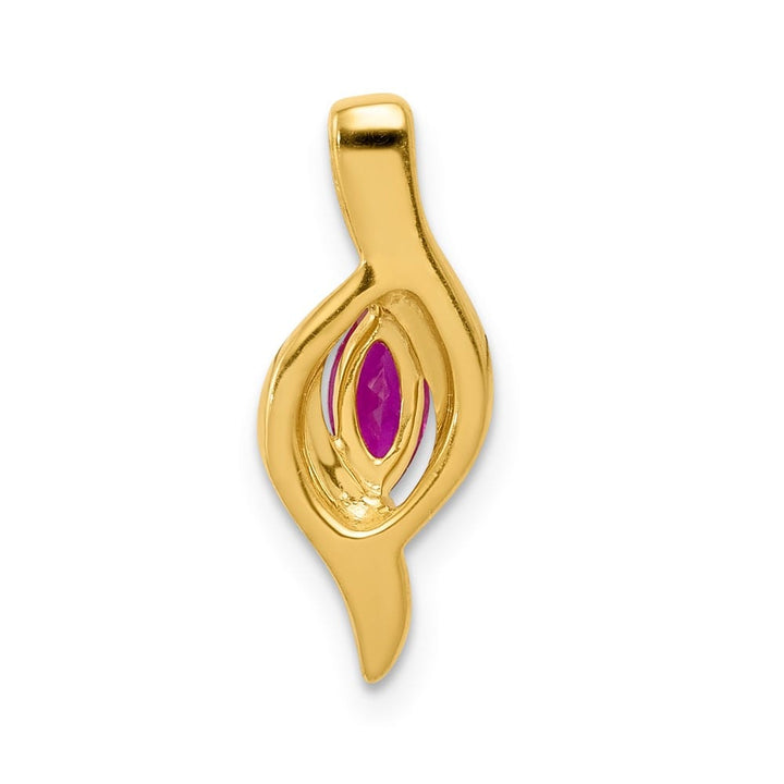 14K Yellow Gold Diamond and .25 ct Marquise Ruby Chain Slide