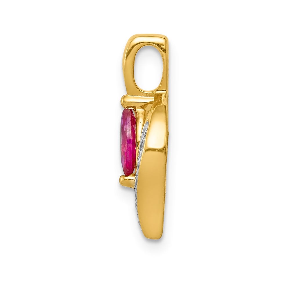 14K Yellow Gold Diamond and .25 ct Marquise Ruby Chain Slide