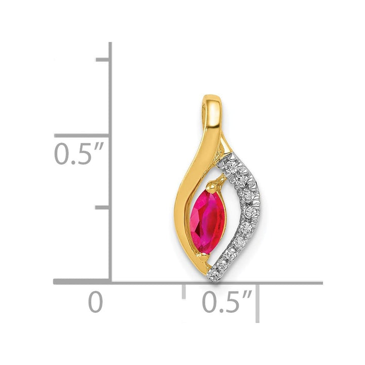14K Yellow Gold Diamond and .32 ct Marquise Ruby Chain Slide