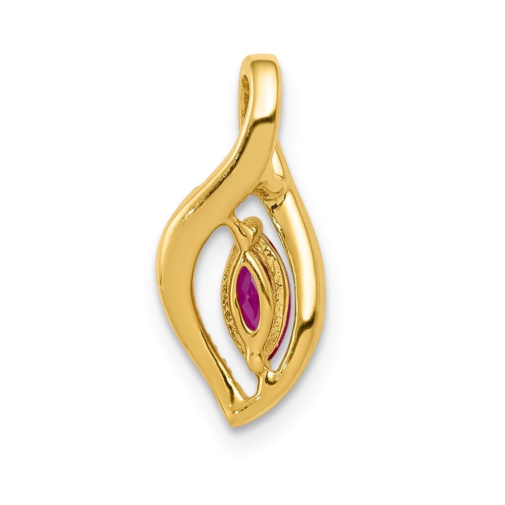 14K Yellow Gold Diamond and .32 ct Marquise Ruby Chain Slide
