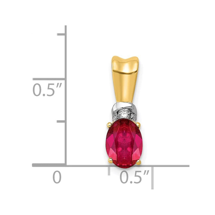 14K Yellow Gold Diamond and .66 ct Oval Ruby Pendant