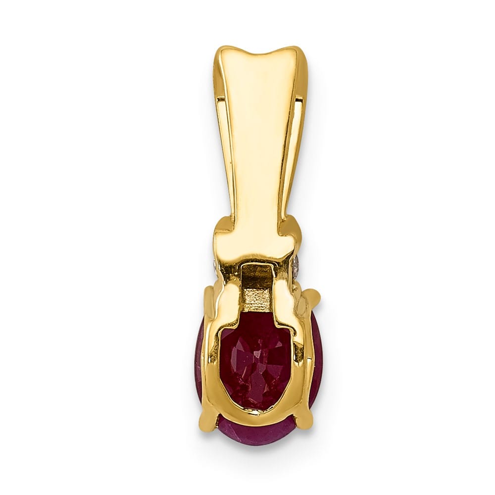 14K Yellow Gold Diamond and .66 ct Oval Ruby Pendant