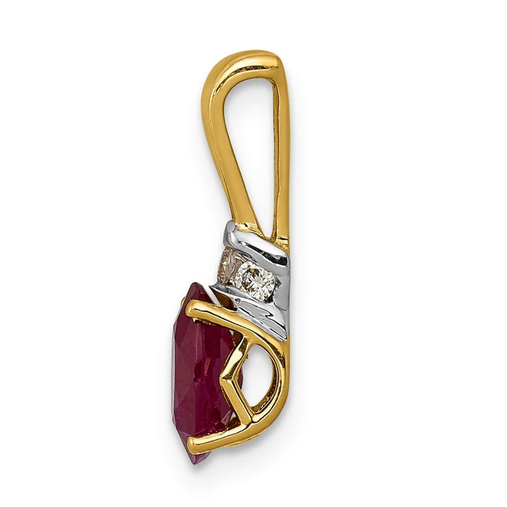 14K Yellow Gold Diamond and .66 ct Oval Ruby Pendant