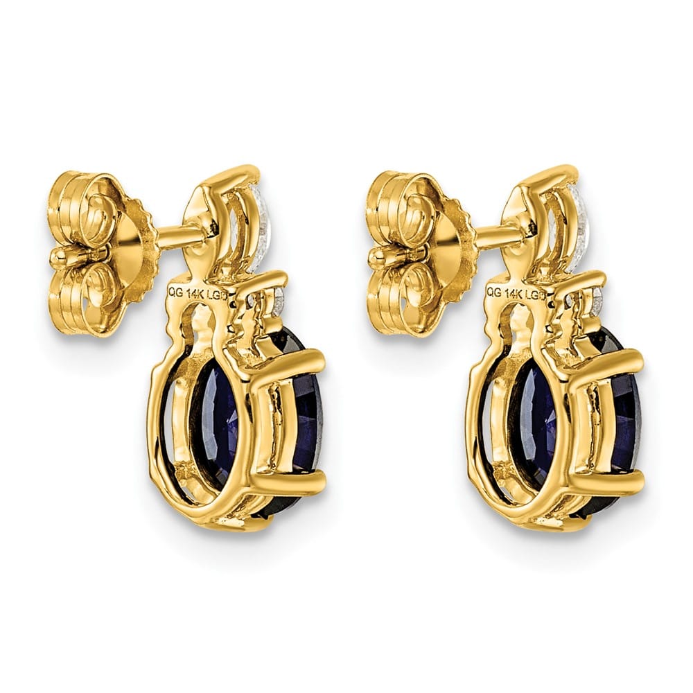14K Yellow Gold Diamond and 7x5 Oval Lab Post Earrings, view 12 of 12