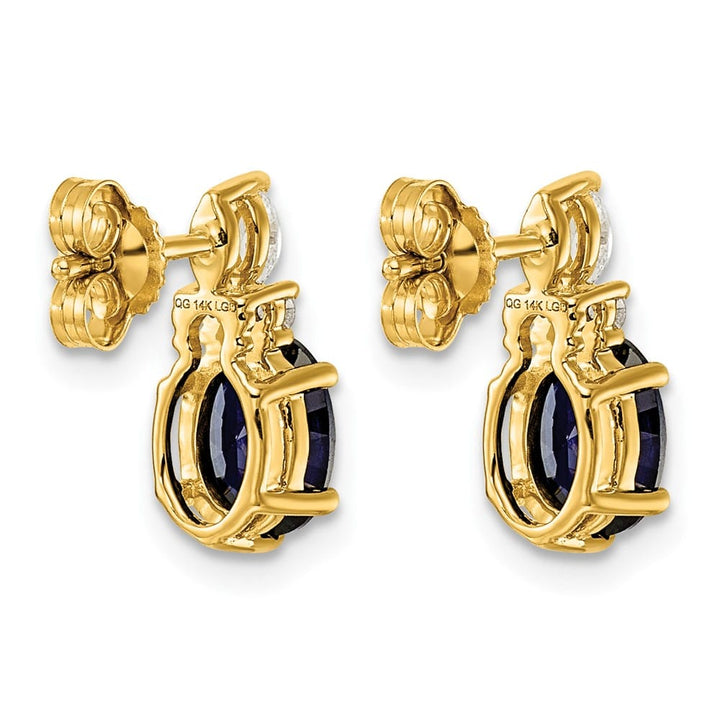 14K Yellow Gold Diamond and 7x5 Oval Lab Post Earrings, view 12 of 12