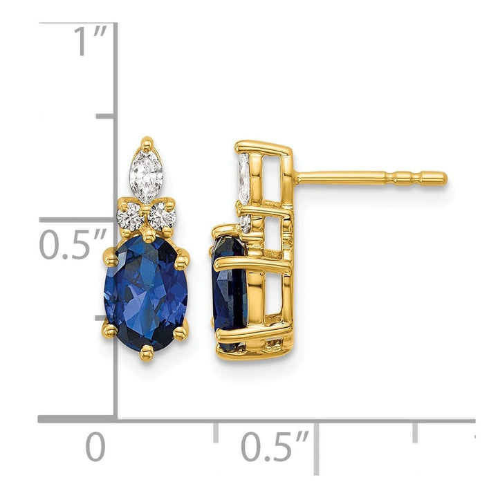 14K Yellow Gold Diamond and 7x5 Oval Lab Post Earrings, view 11 of 12
