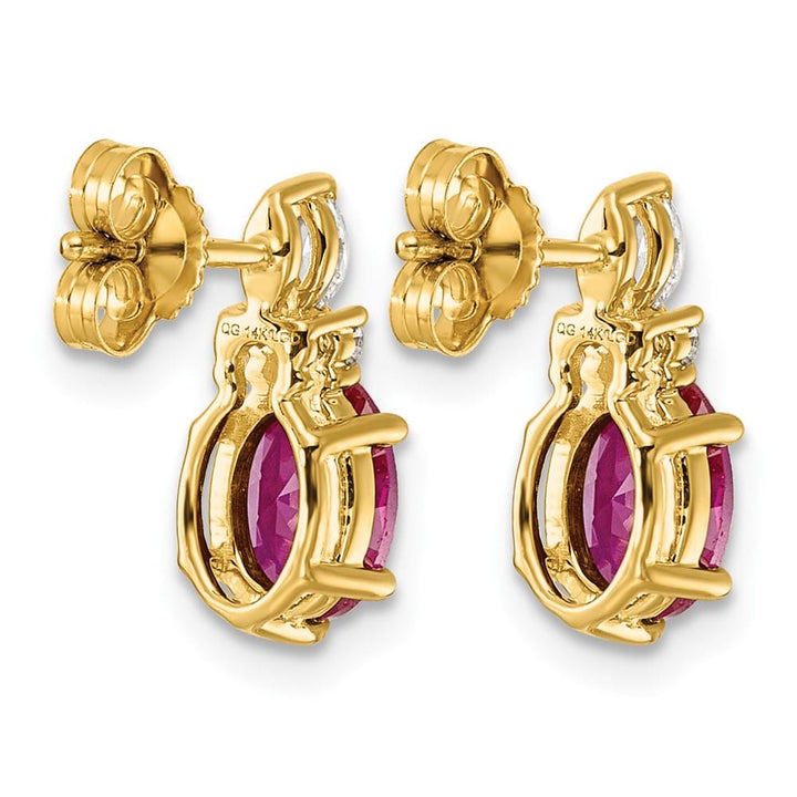 14K Yellow Gold Diamond and 7x5 Oval Lab Post Earrings, view 8 of 12