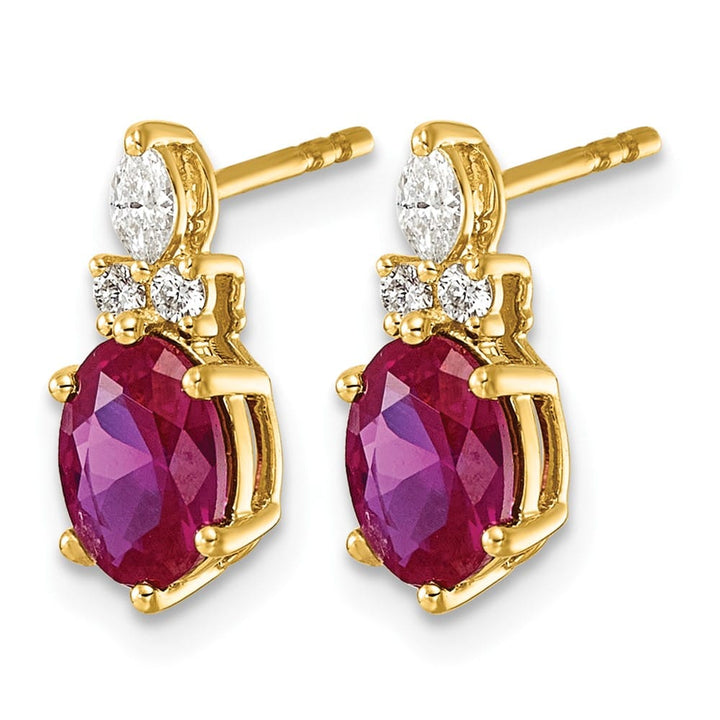 14K Yellow Gold Diamond and 7x5 Oval Lab Post Earrings, view 6 of 12