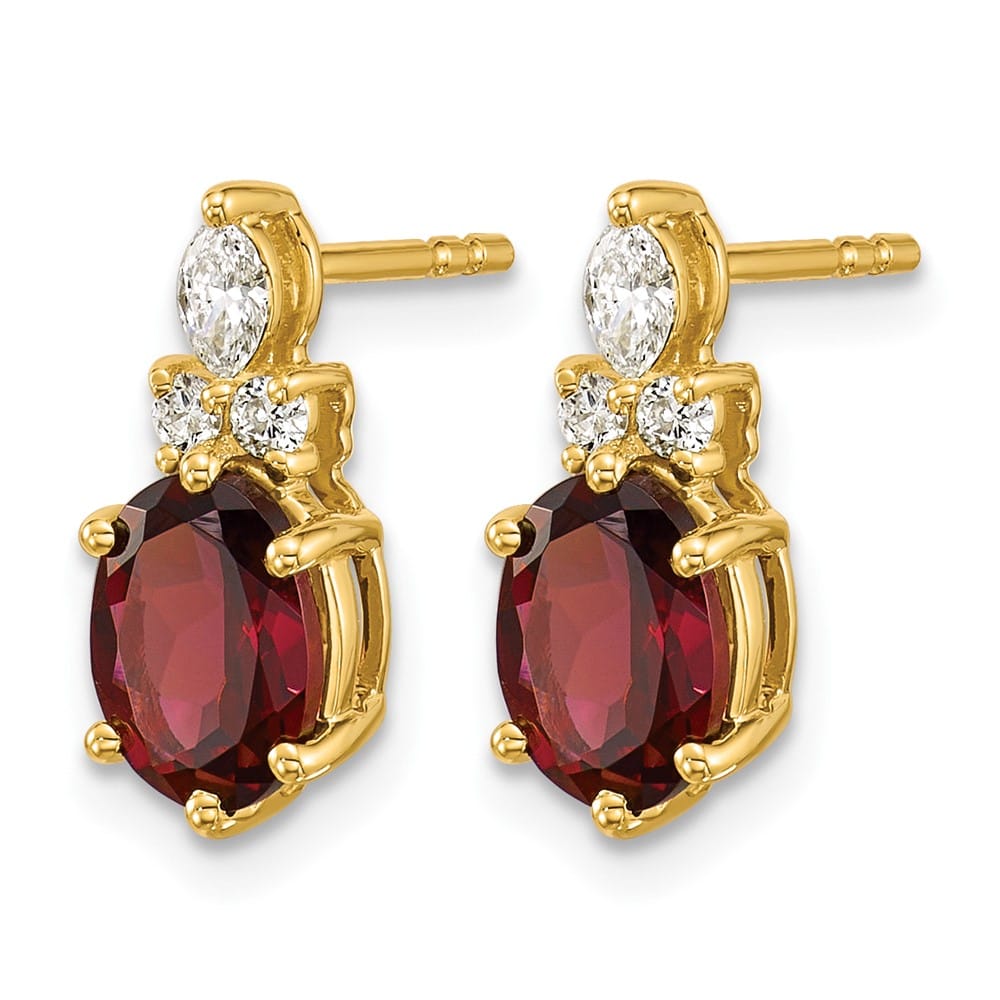 14K Yellow Gold Diamond and 7x5 Oval Post Earrings, view 2 of 20