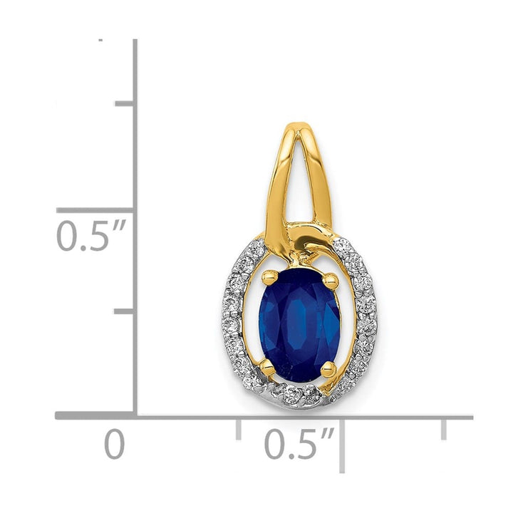 14K Yellow Gold Diamond and .85 Oval Sapphire Halo Pendant