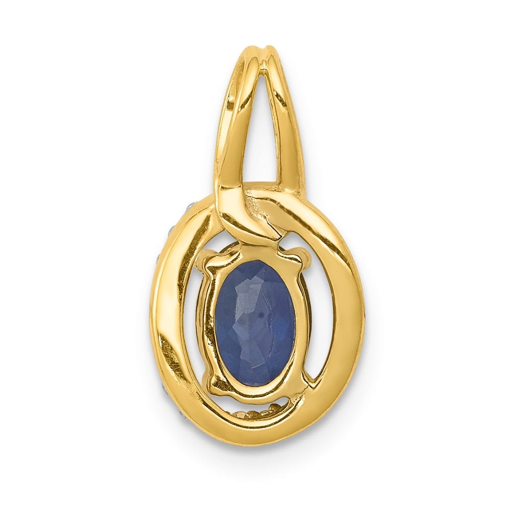 14K Yellow Gold Diamond and .85 Oval Sapphire Halo Pendant