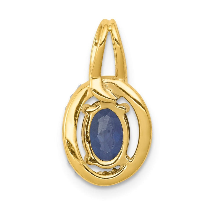14K Yellow Gold Diamond and .85 Oval Sapphire Halo Pendant