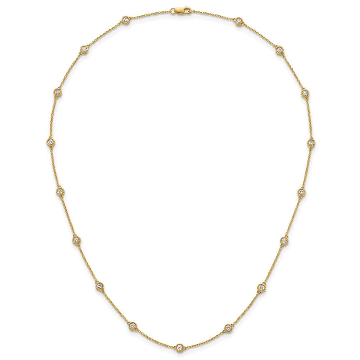14K Yellow Gold Diamond and Cable Chain 17-Station 18 inch Necklace