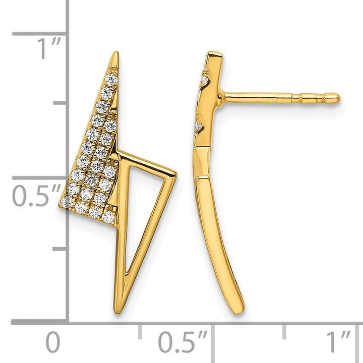 14K Yellow Gold Diamond Geometric Triangles Fashion Post Earrings, view 3 of 3