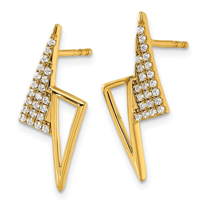 14K Yellow Gold Diamond Geometric Triangles Fashion Post Earrings, view 2 of 3