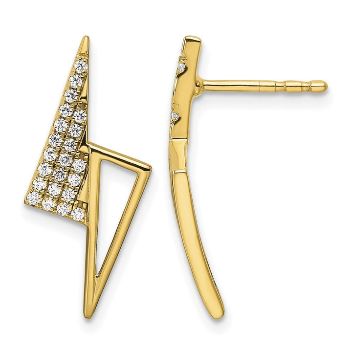 14K Yellow Gold Diamond Geometric Triangles Fashion Post Earrings, view 1 of 3