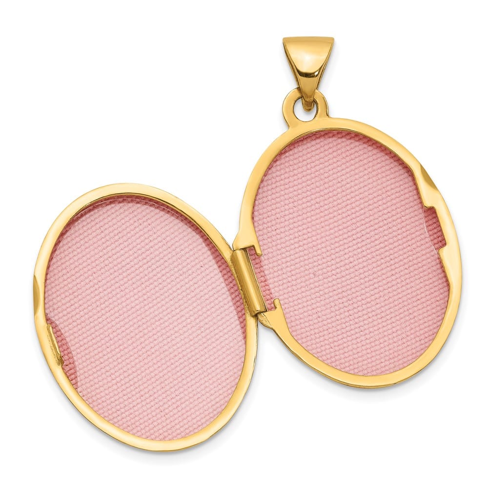 14K Yellow Gold Diamond-shaped Design 21mm Oval Locket