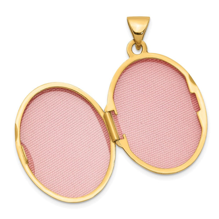 14K Yellow Gold Diamond-shaped Design 21mm Oval Locket