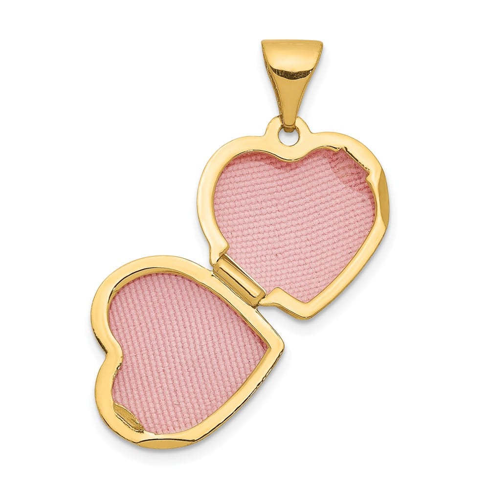 14K Yellow Gold Diamond Star 12mm Heart Locket