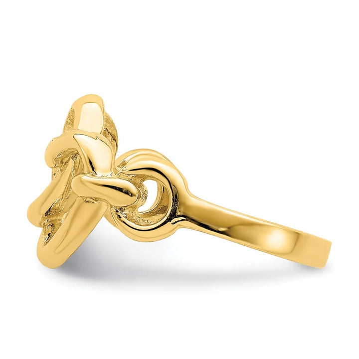 14k Yellow Gold Double Cut-out Linked Hearts Ring