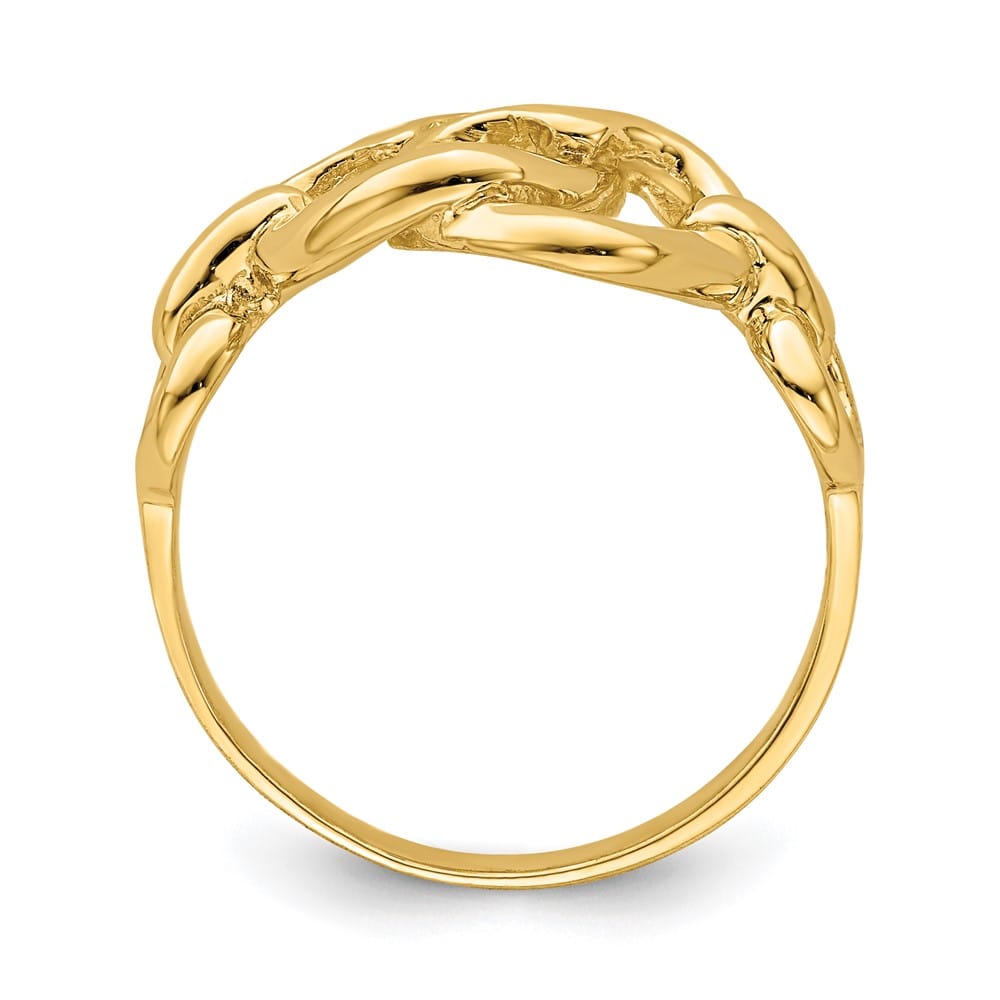 14k Yellow Gold Double Cut-out Linked Hearts Ring