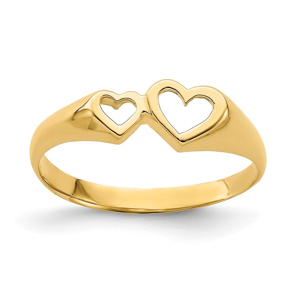 14k Yellow Gold Double Heart Cut-Out Ring
