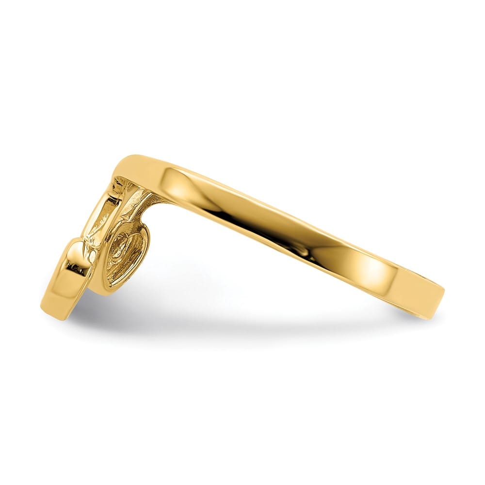 14k Yellow Gold Double Heart Drop Ring