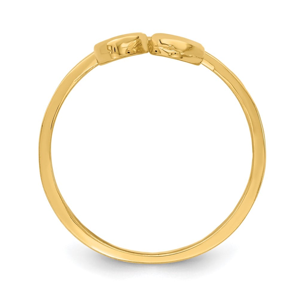 14k Yellow Gold Double Heart Drop Ring