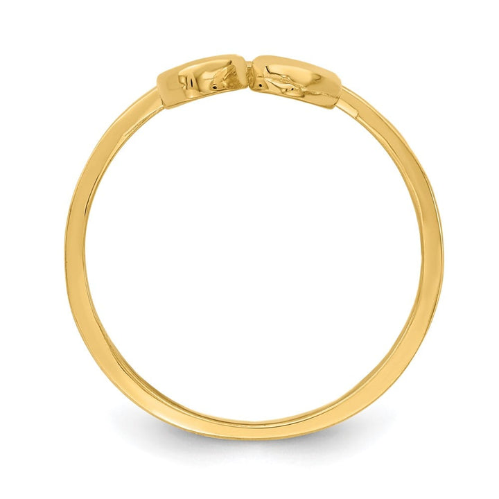 14k Yellow Gold Double Heart Drop Ring