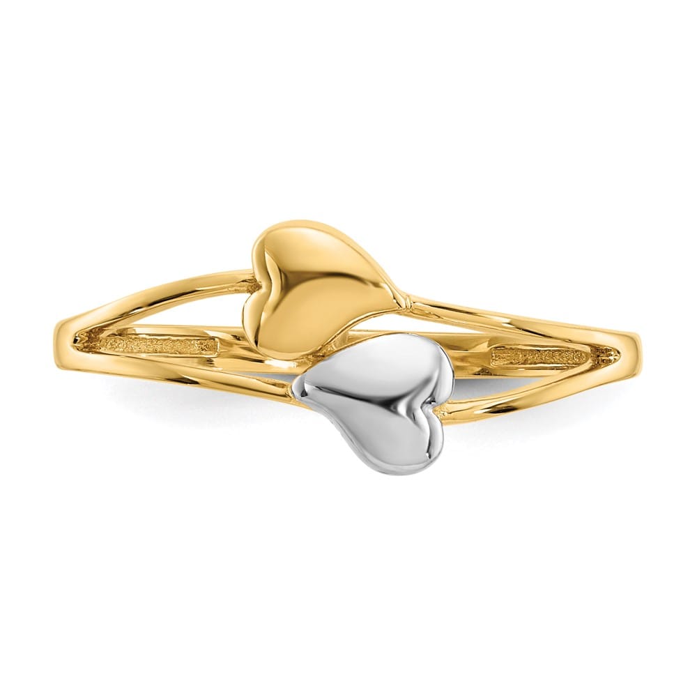 14k Yellow Gold Double Heart Ring