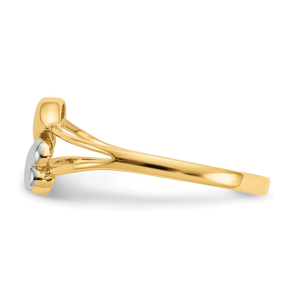 14k Yellow Gold Double Heart Ring