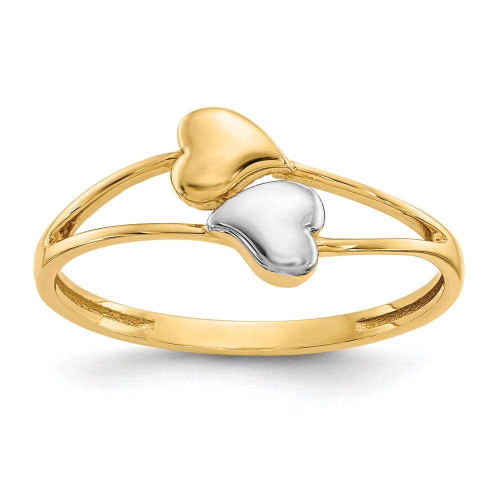 14k Yellow Gold Double Heart Ring