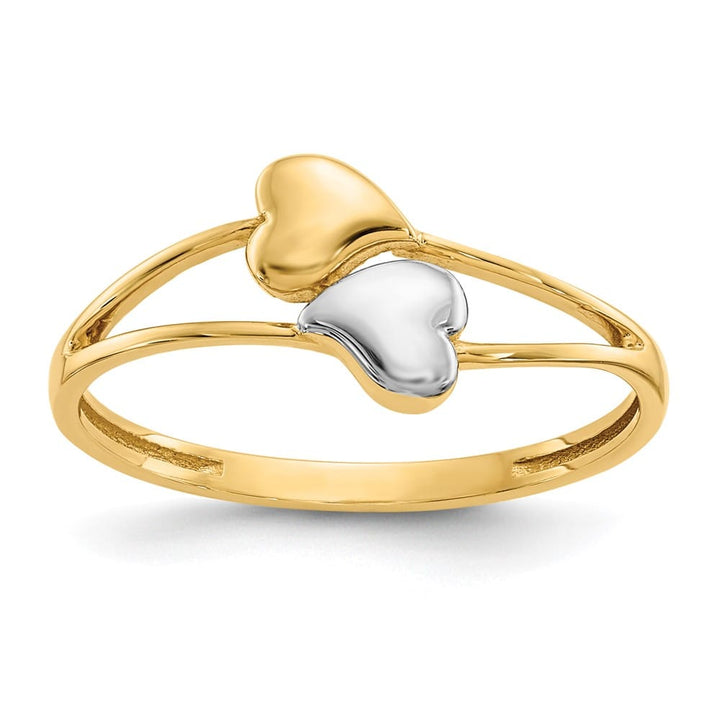 14k Yellow Gold Double Heart Ring